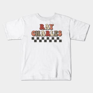 Ray Charles Checkered Retro Groovy Style Kids T-Shirt